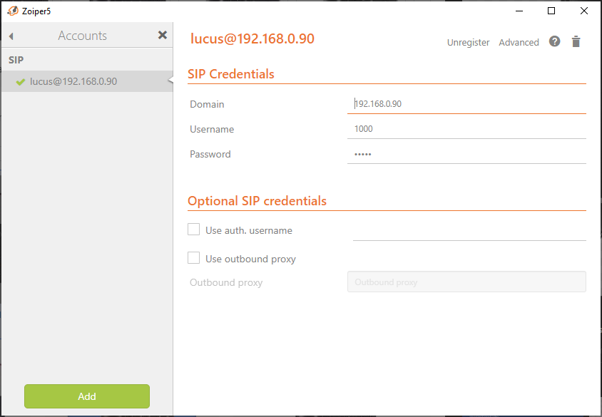 Zoiper Account Settings Example